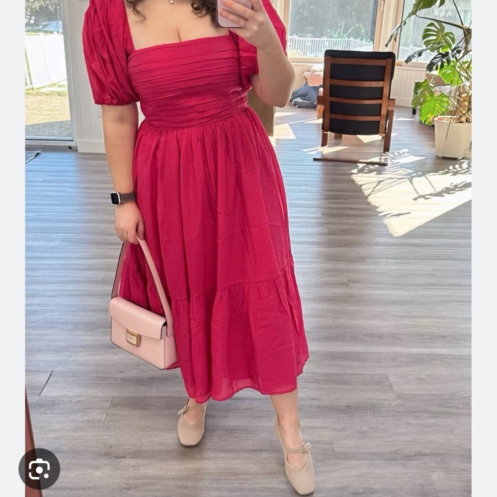 Elegant Pink Midi Dress